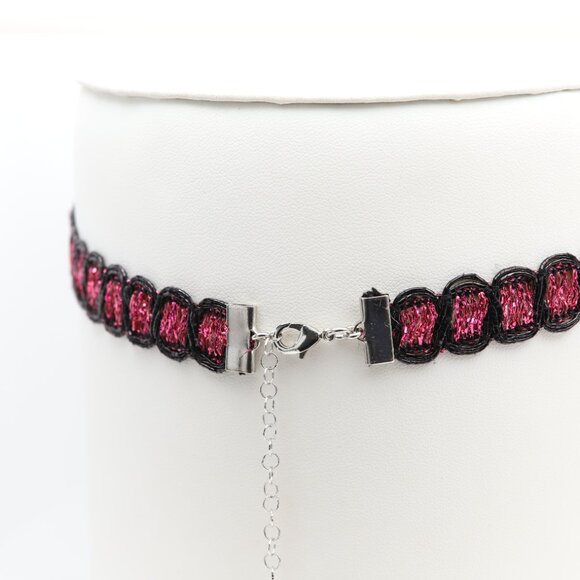 Dark Pink and Black Choker Adjustable Elegant Lace Chokers  (#15) - Picture 7 of 9